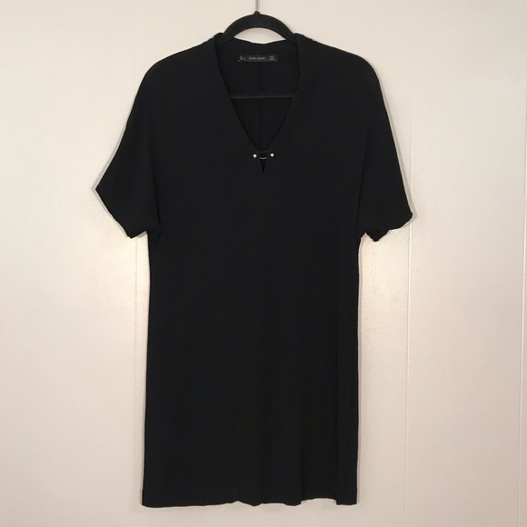 Zara Basic Short Sleeve Black Dress - Picture 2 of 5